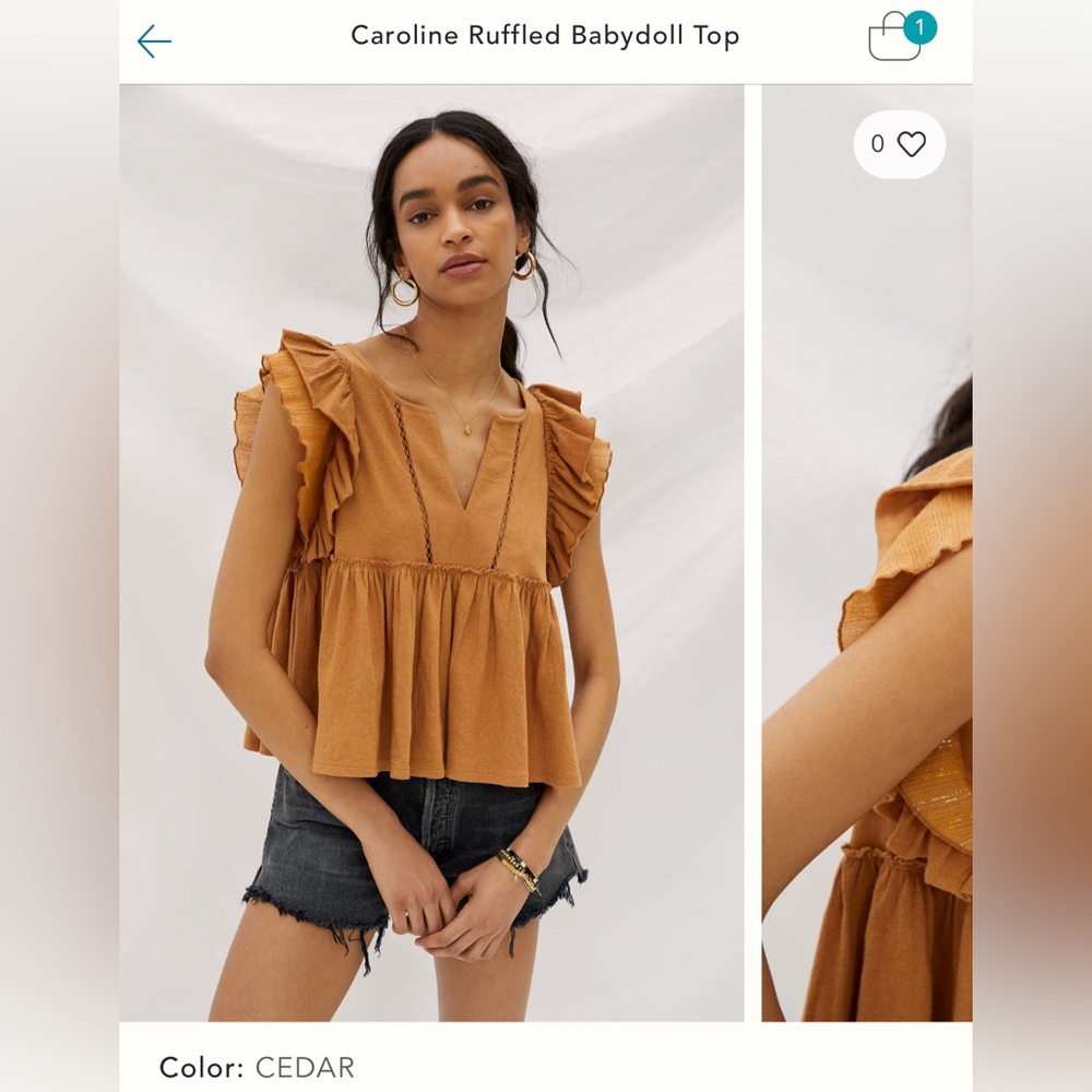 Anthropologie Caroline Ruffled Babydoll Top
